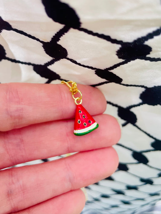 Enamel Watermelon Slice Pendant in aid of a Palestinian mother