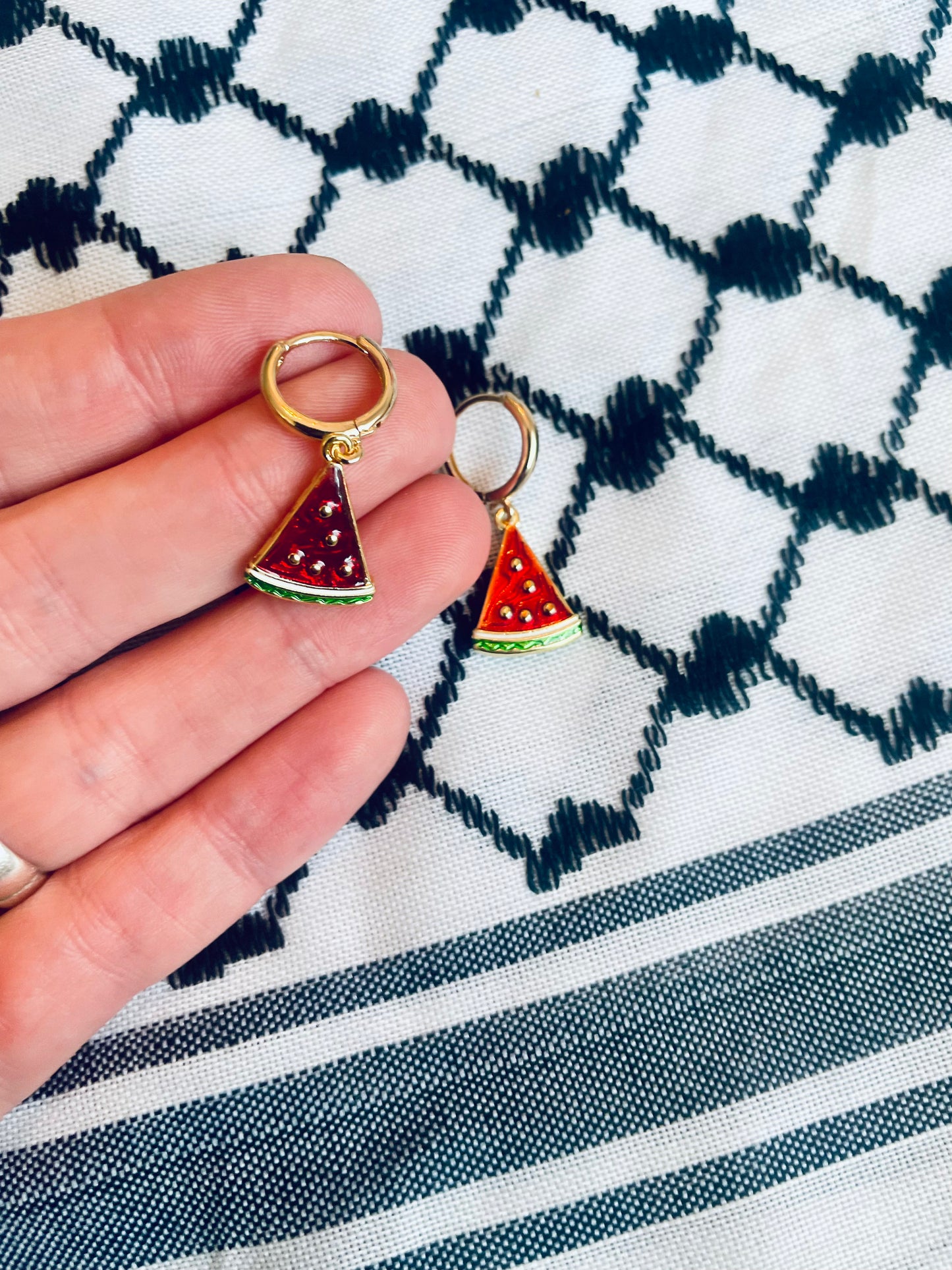 Large watermelon slice huggie earrings - Palestine fundraiser