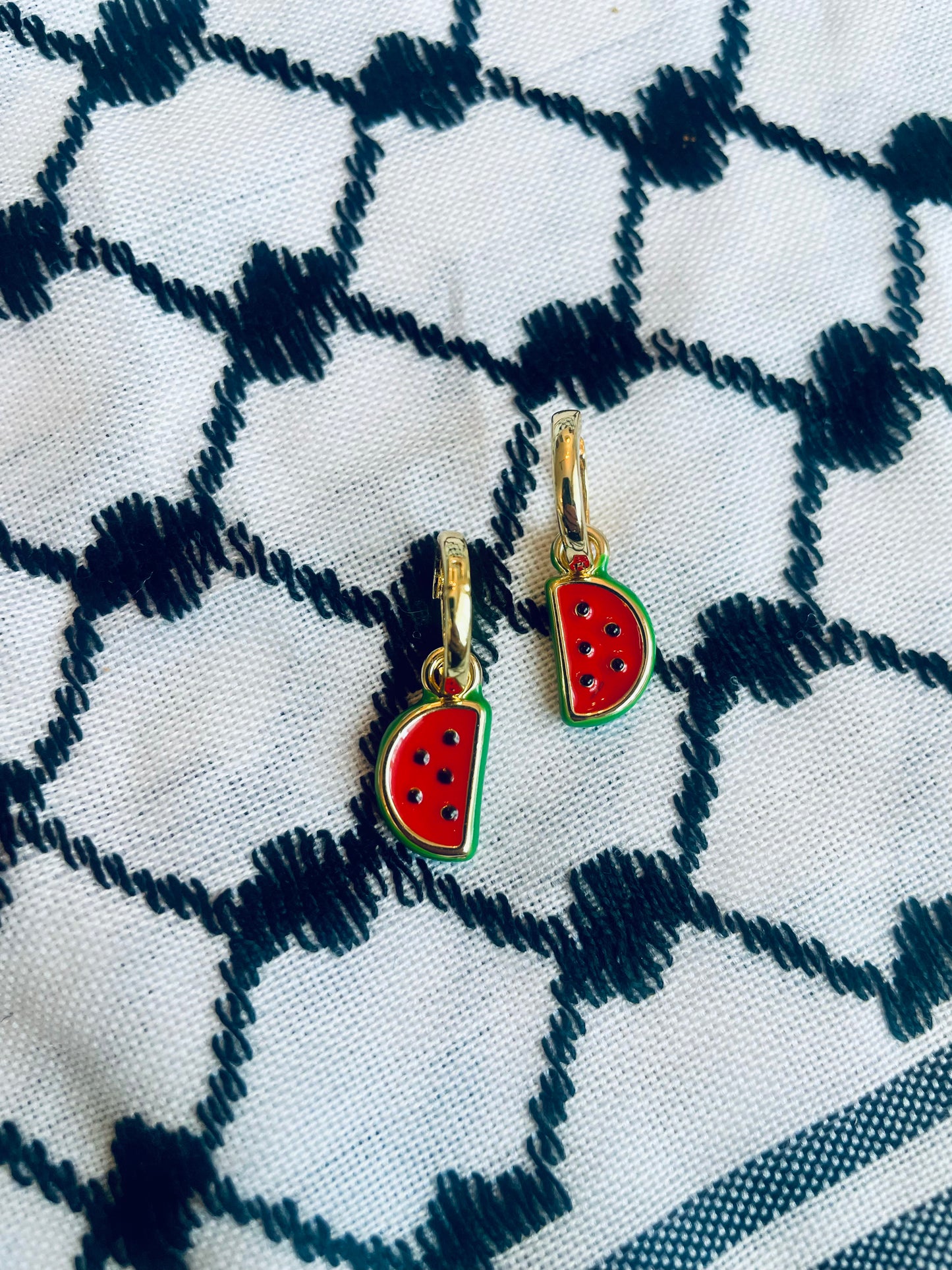 Half Watermelon Enamel Earrings in aid of a Palestinian mother