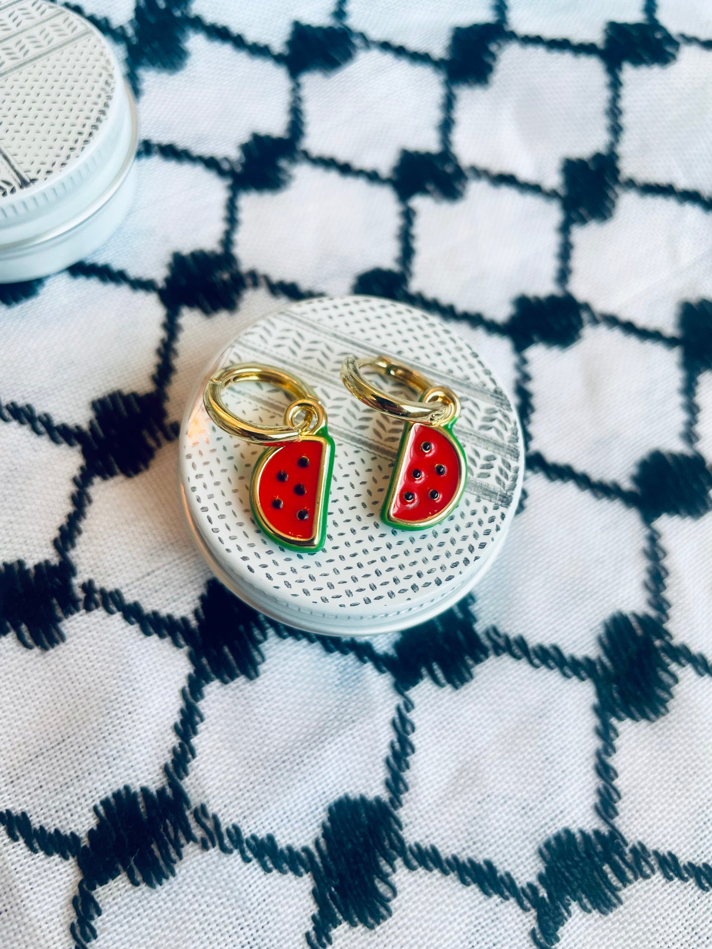 Half Watermelon Enamel Earrings in aid of a Palestinian mother