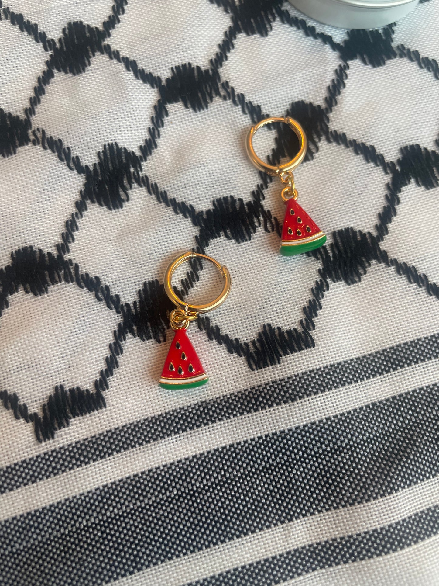 Enamel Watermelon Slice Earrings in aid of a Palestinian mother