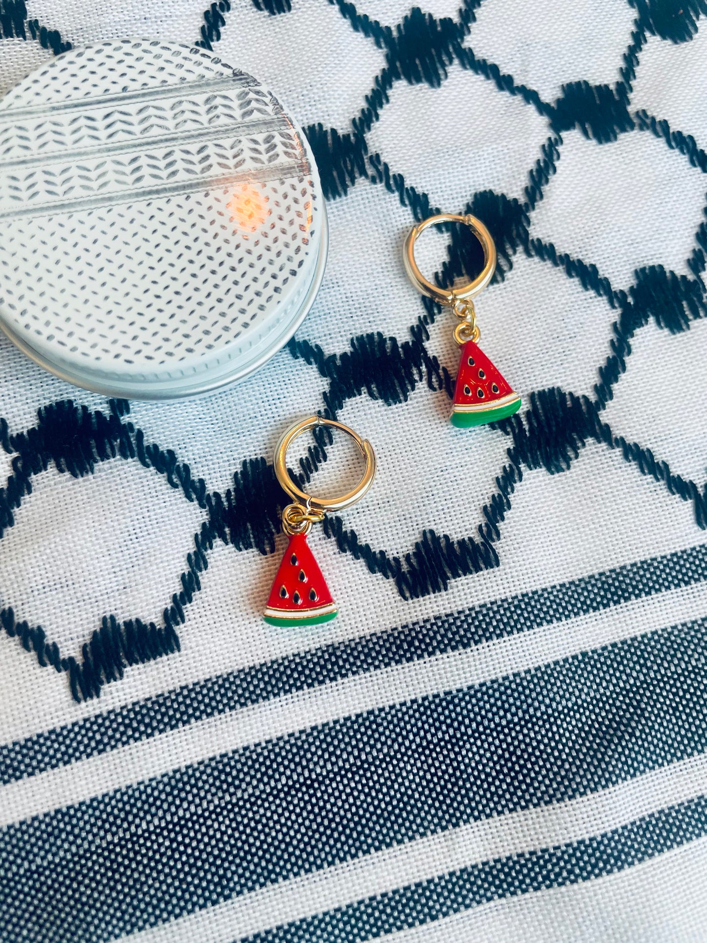 Enamel Watermelon Slice Earrings in aid of a Palestinian mother