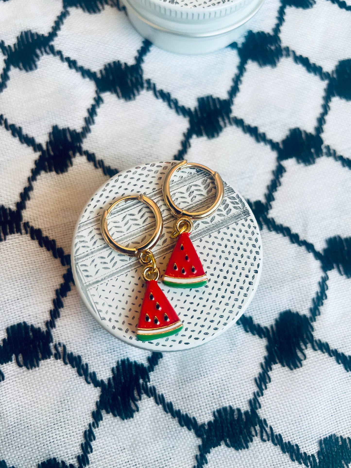 Enamel Watermelon Slice Earrings in aid of a Palestinian mother