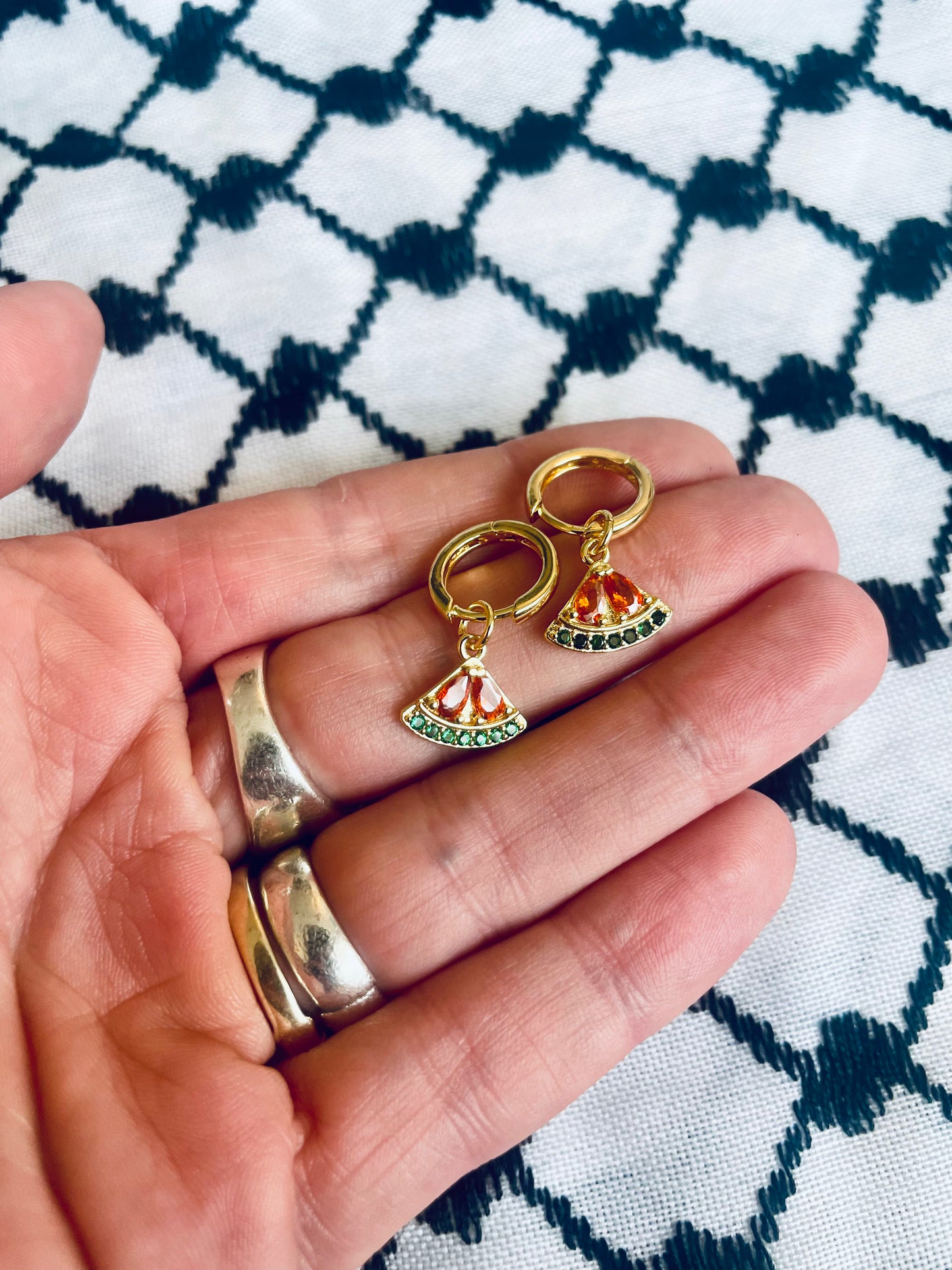 Sparkle watermelon earrings in aid of Palestine