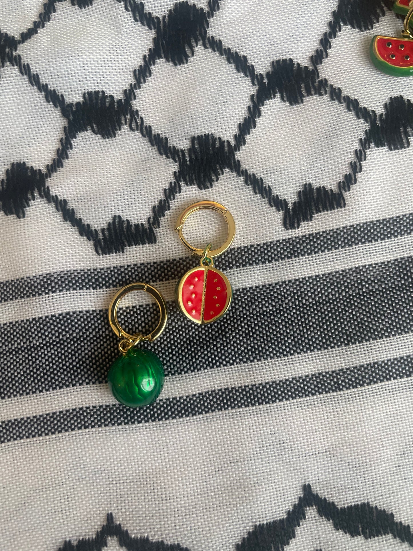 Round Gold-Plated Watermelon Earrings in aid of Palestine