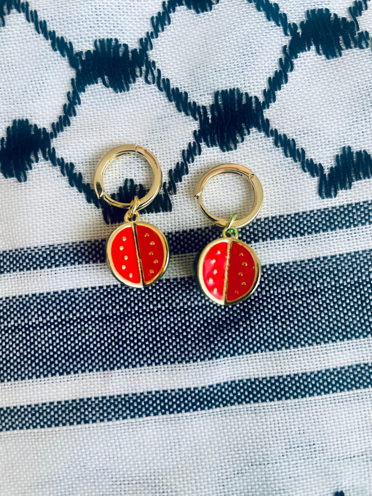Round Gold-Plated Watermelon Earrings in aid of Palestine