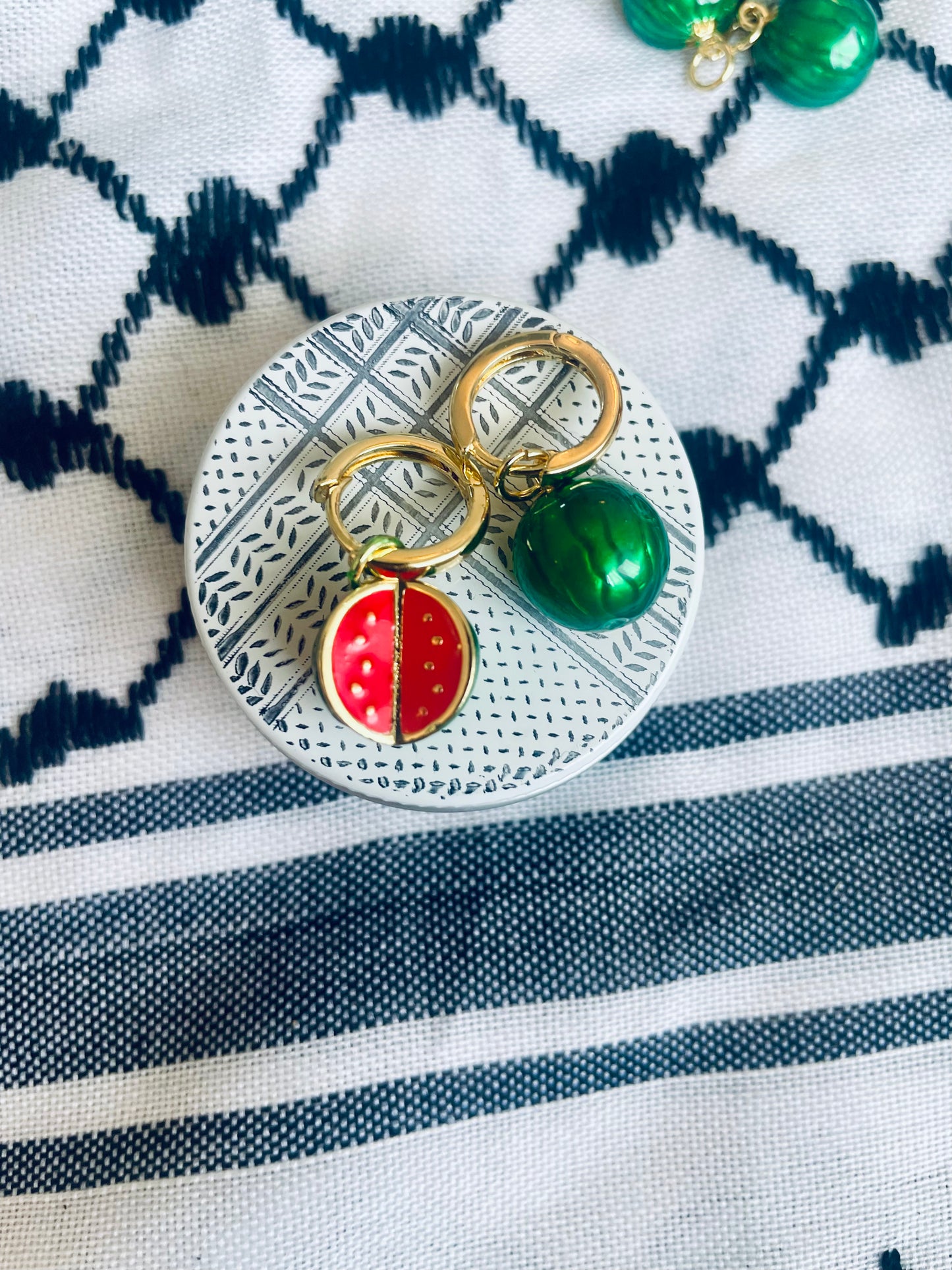 Round Gold-Plated Watermelon Earrings in aid of Palestine