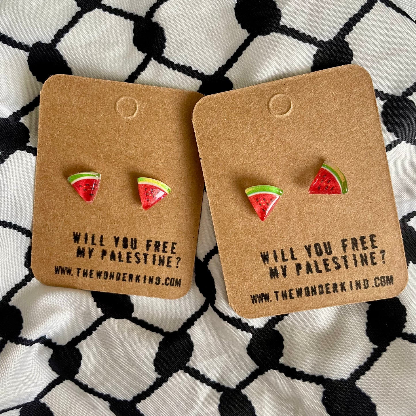 watermelon earrings in aid of Palestine