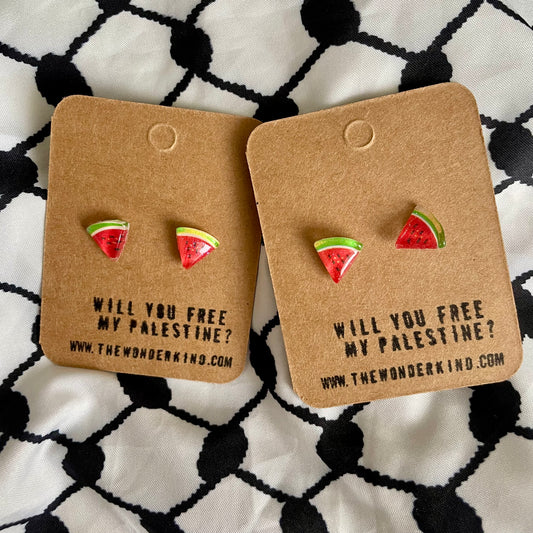 watermelon earrings in aid of Palestine