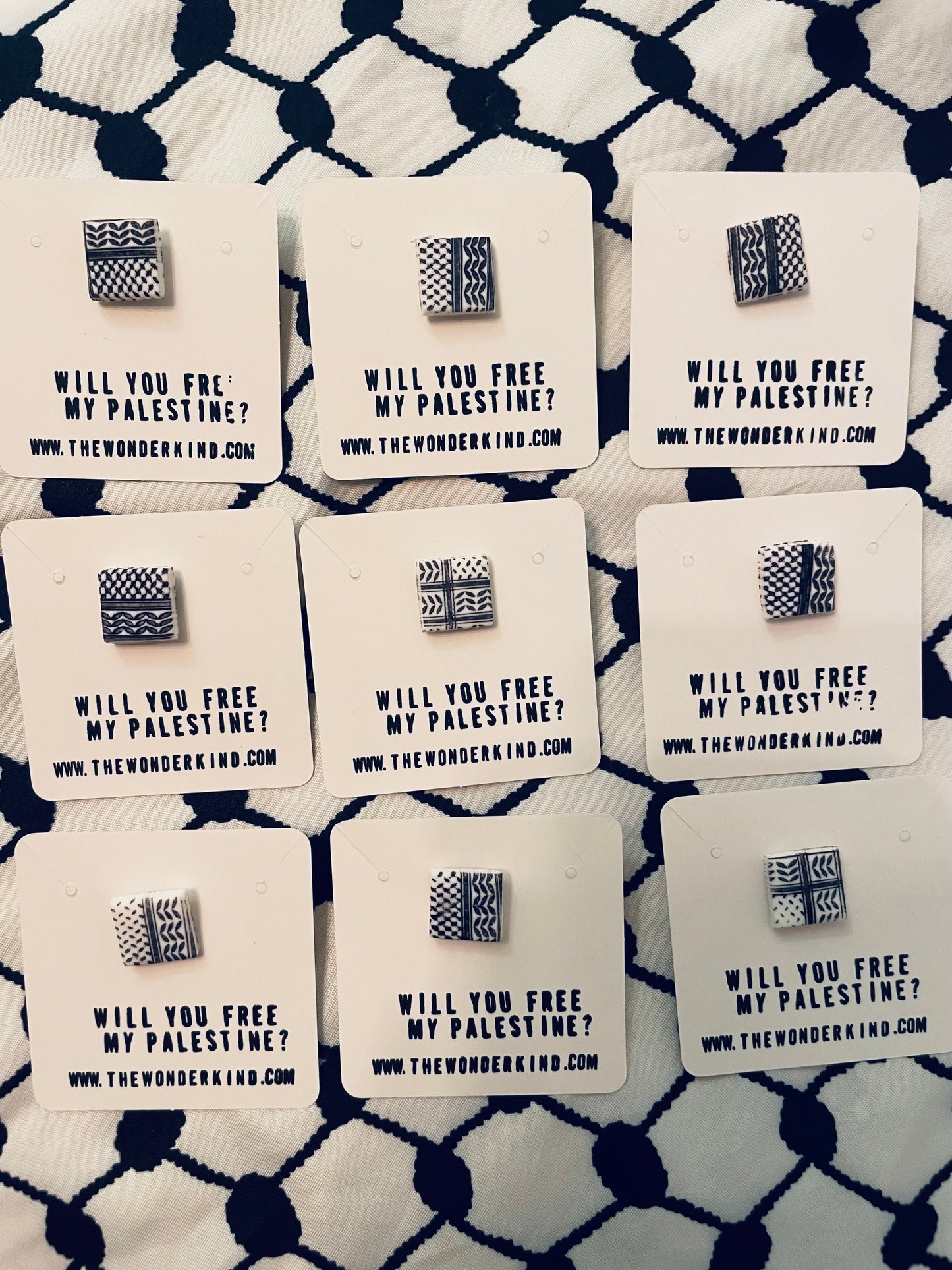 Handmade Clay Palestinian Keffiyeh Badges for Alaa