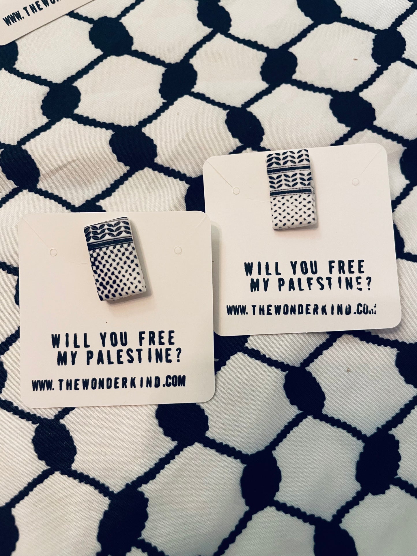 Handmade Clay Palestinian Keffiyeh Badges for Alaa