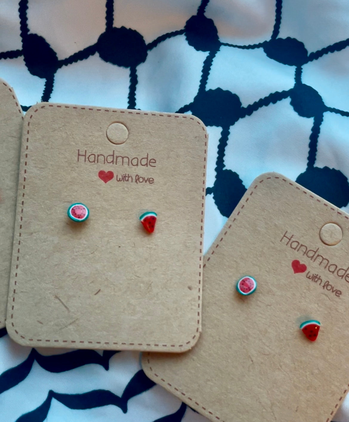 Alaa’s earrings - Watermelon studs in aid of Palestinian mother