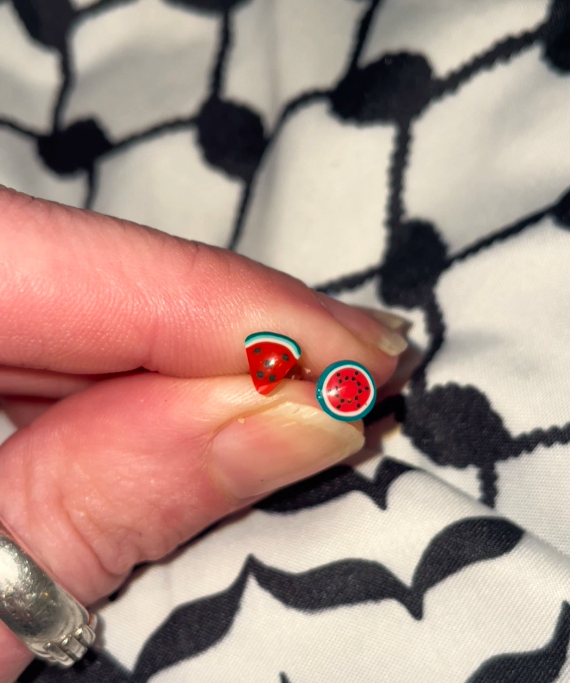 Alaa’s earrings - Watermelon studs in aid of Palestinian mother