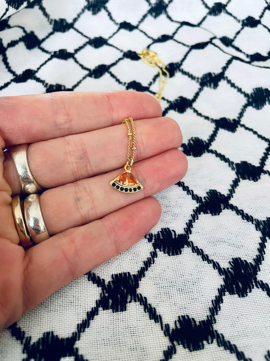 Sparkle gold-plated watermelon pendant in aid of a Palestinian mother